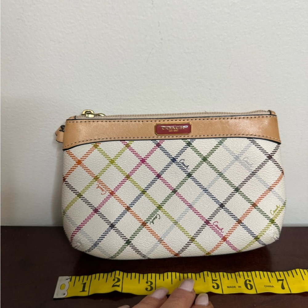 Coach Peyton Tattersall Multicolor Plaid Wristlet with leather trim - medium - Picture 16 of 16